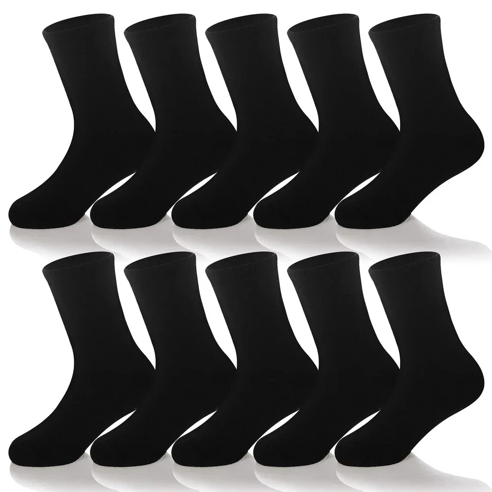 AMENLAN Kids Classics Crew Socks 10 Pairs Child Boy Athletic Cotton Basic 3-5T